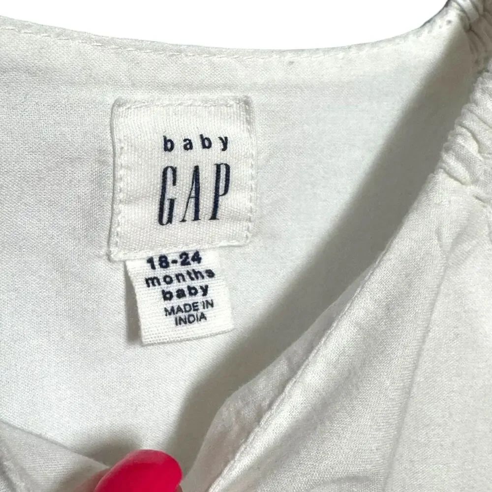 Baby GAP Cotton Eyelet Flutter Sleeve Dress White 18-24 mo